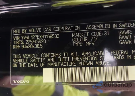 2024 Volvo Xc90 B5 Plus Bright Theme z USA, uszkodzony, nr VIN YV4L12PEXR1168532